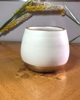 White Terracotta With Gold Stripe Egg Pot