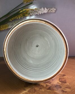 Large White Gold Stripe Clay Pot