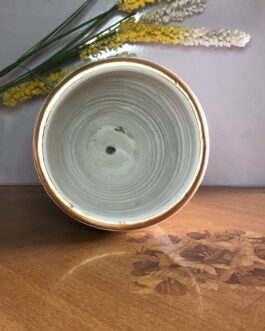 Medium White Gold Stripe Clay Pot